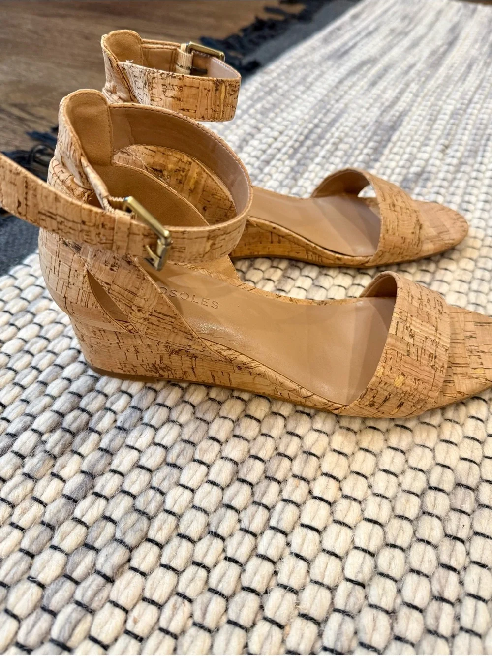 AEROSOLES Cork Ankle-Strap Sandals in Tan